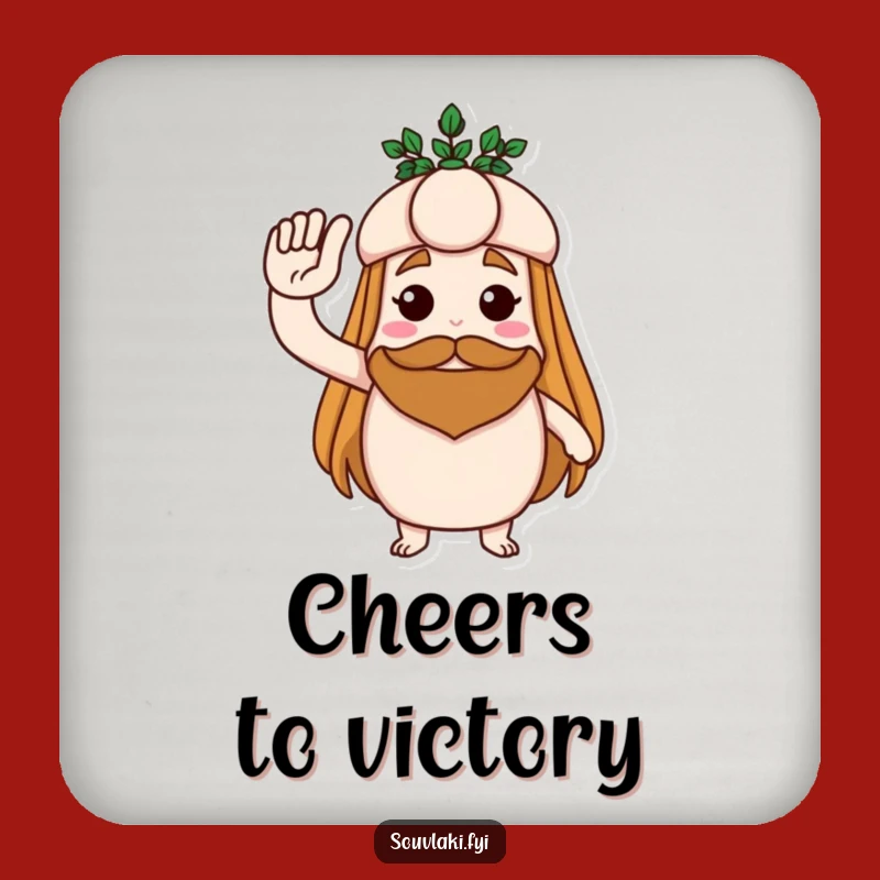 Funny Souvlaki Salute Coasters - Protect Surfaces with Heroic Flair