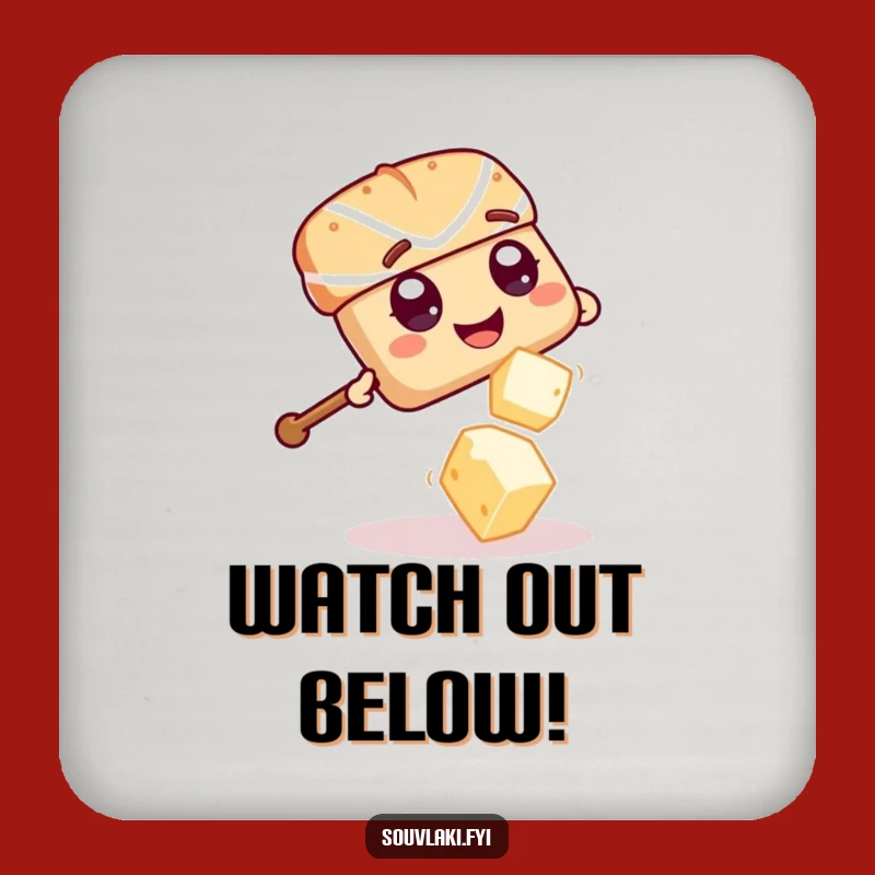 Funny Souvlaki Skewer Feta Dodge Coaster - Giggling Protection, Silly Funny Gift