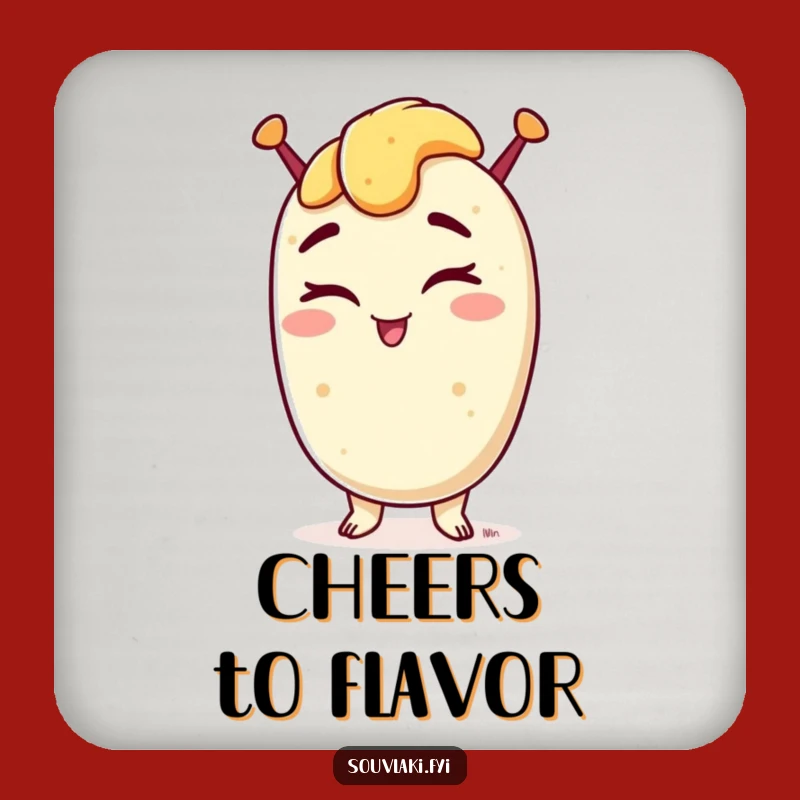 Funny Winking Souvlaki Drink Coaster: Protect Surfaces with Greek Charm