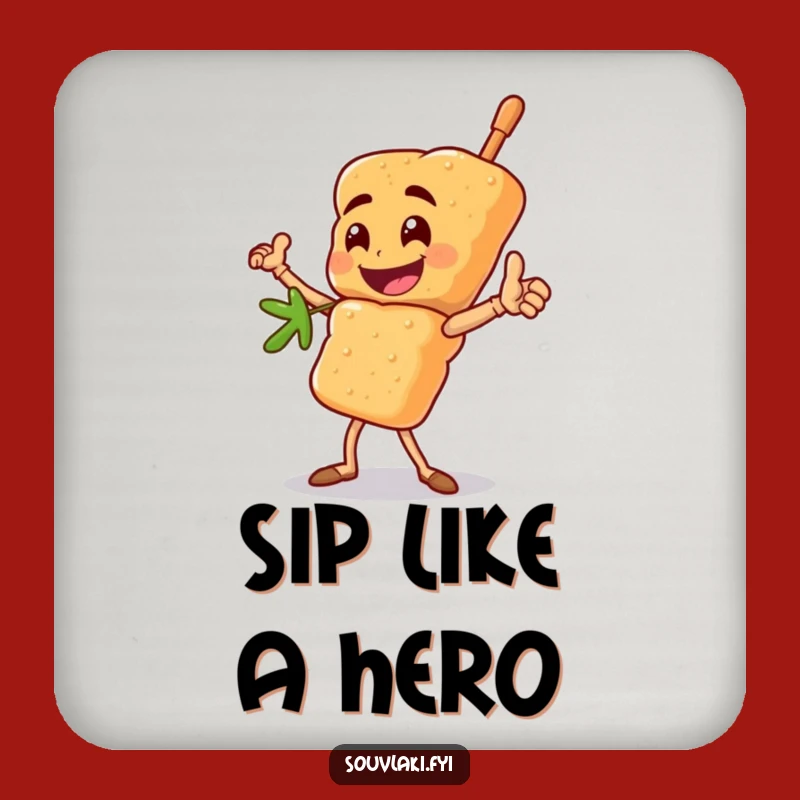 Funny Heroic Souvlaki Skewer Coaster Set: Bold Drink Gift