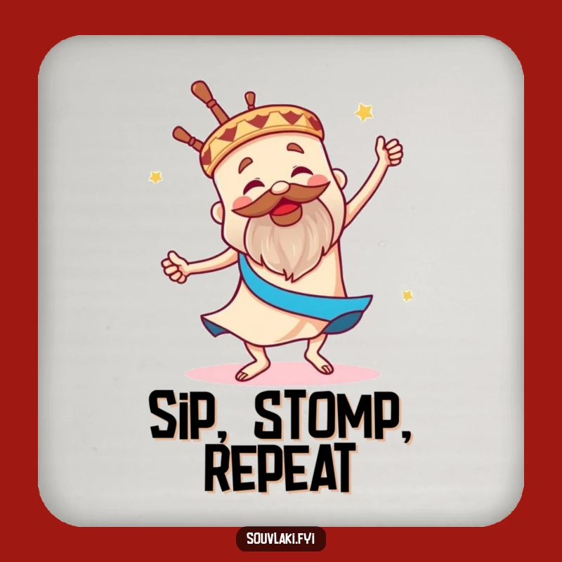 Funny Souvlaki Sirtaki Coasters - Protect Surfaces with Greek Dance