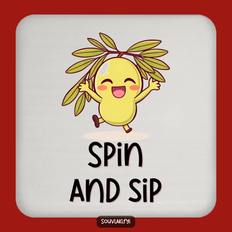 Funny Olive Spin Coasters: Protect Tables with Joyful Character