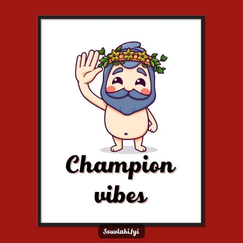 Funny Souvlaki Salute Poster: Hilarious Art of Greek Triumph