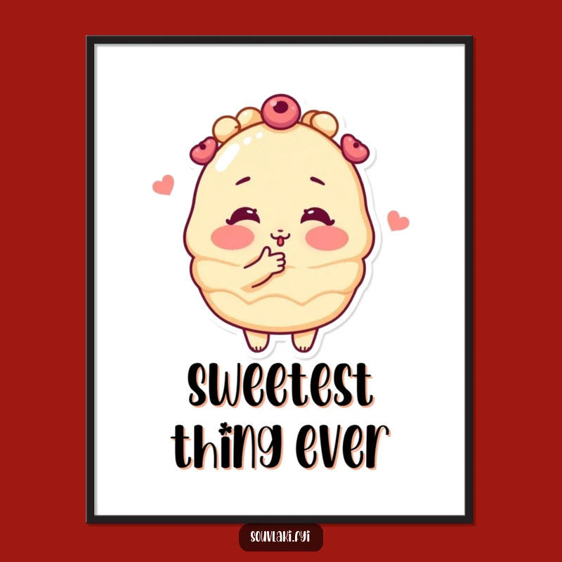 Funny Baklava Kiss Poster - Adorable Pastry Character Art Print Gift