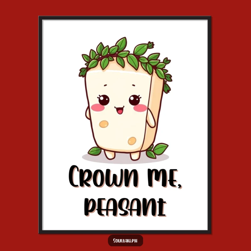 Funny Feta Cheese Laurel Poster: Silly Victorious Character Wall Art