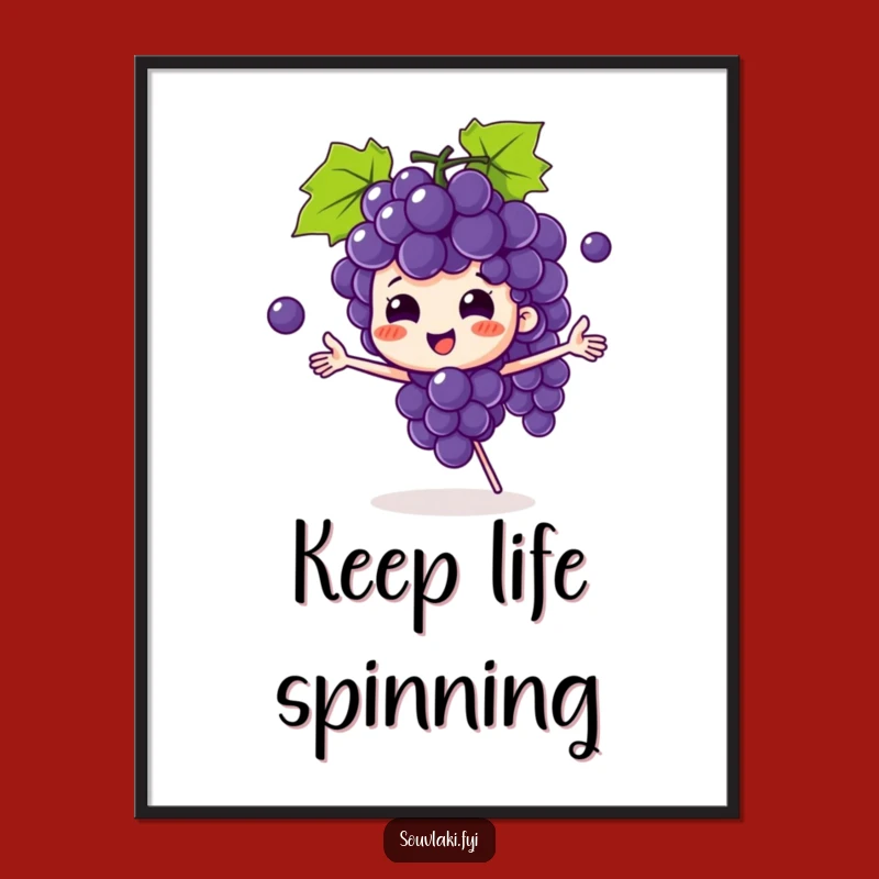 Funny Grape Bunch Poster: Juggling Character Grapes Art, Hilarious Decor!