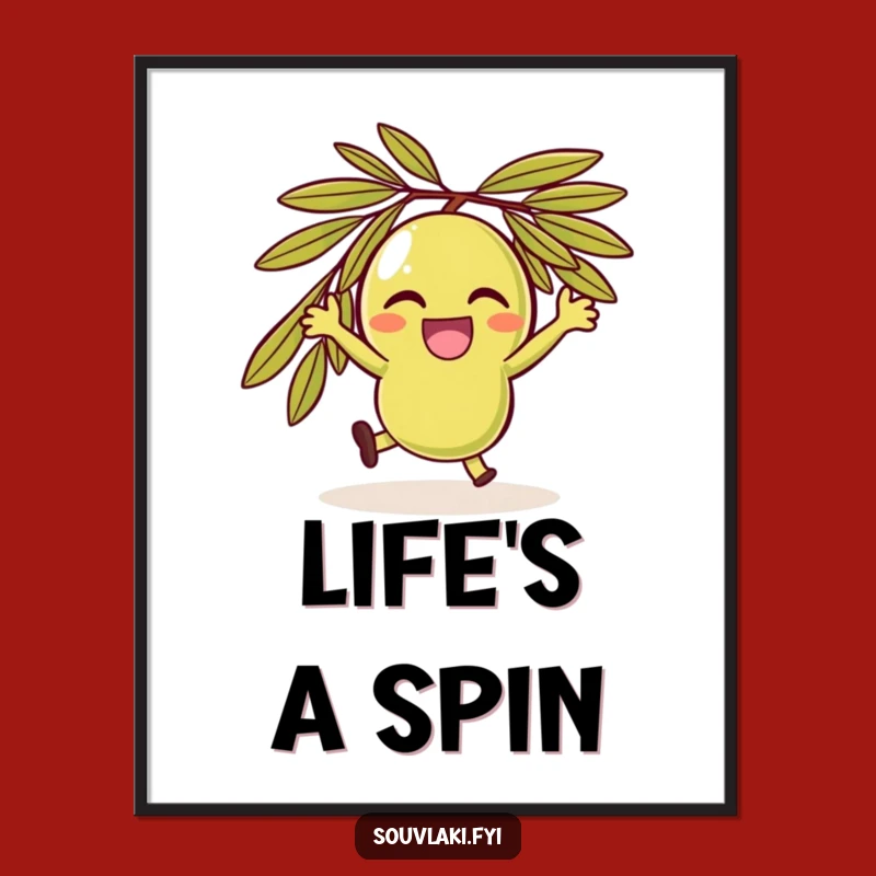 Funny Olive Spin Poster: Delighted Character Art, Perfect Gift