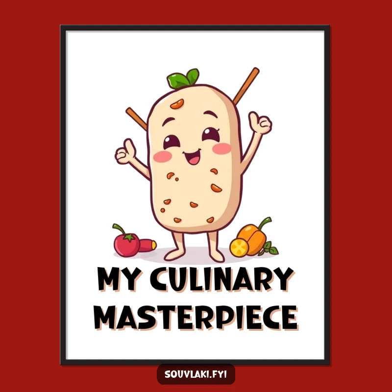 Funny Souvlaki Pose Poster: Proud Character Art - Humorous Decor Gift