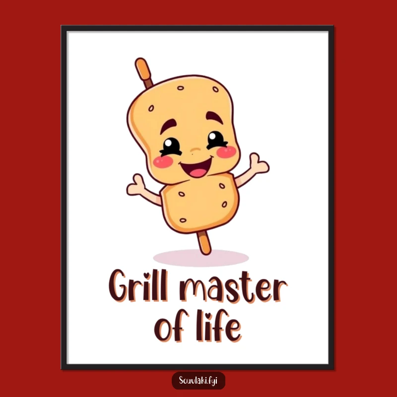 Funny Souvlaki Skewer Art Poster: A Winking Character Wall Decor Gift