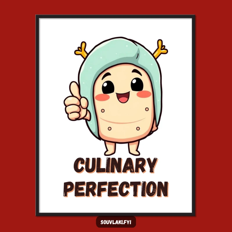 Funny Souvlaki Thumbs Up Poster: Delighted Character Art - Humorous Decor Gift