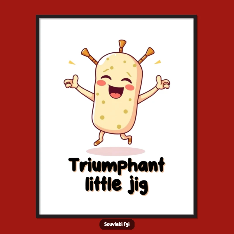 Funny Souvlaki Jig Poster - Vibrant Greek Food Art Print, Hilarious Gift Decor