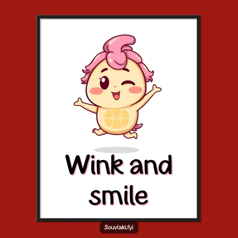 Funny Souvlaki Wink Poster: Playful Skewer Art, Unique Humorous Decor