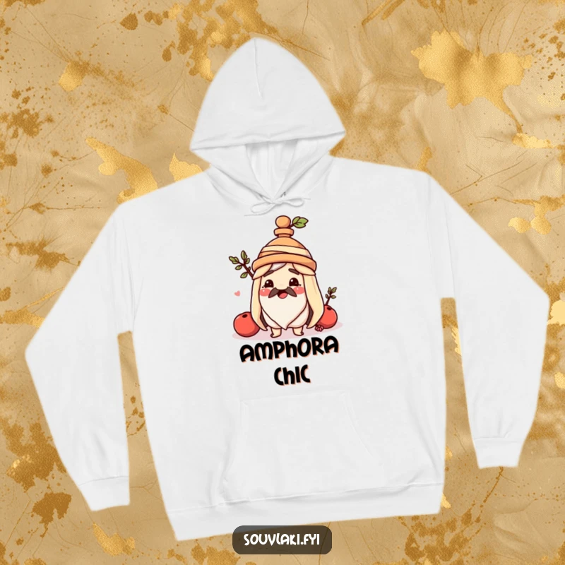 Funny souvlaki hoodie, a happy Greek skewer dons a tiny amphora hat, offering warmth and hilarious cultural charm.