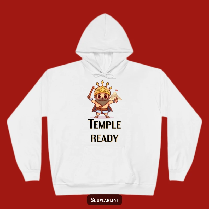 Cozy Souvlaki Temple Pose Hoodie: Funny Heroic Greek Skewer Gear