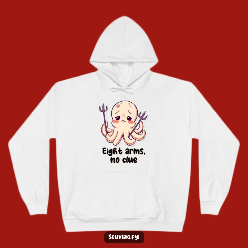 Funny Octopus Trident Hoodie - Cozy Confused Character, Perfect Funny Gift!