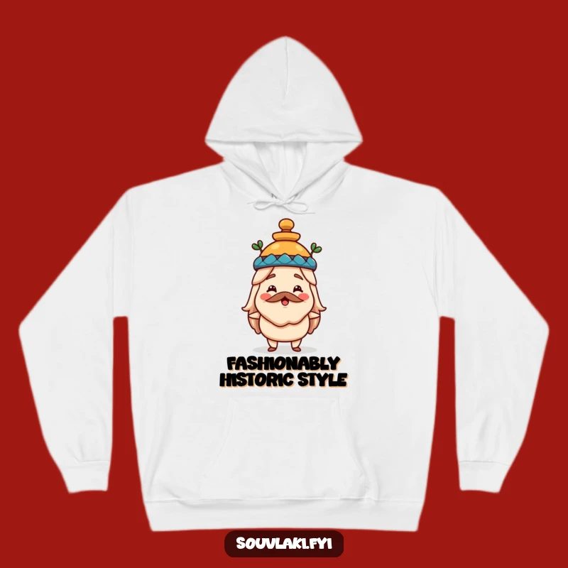 Funny Souvlaki Hat Hoodie - Cozy Greek Food Cartoon Apparel, Unique Gift
