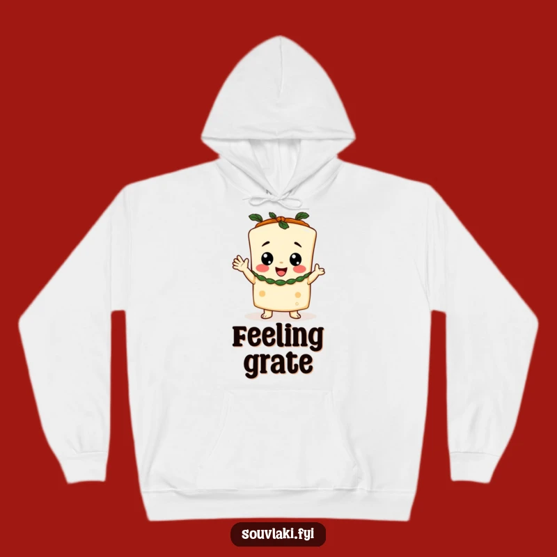 Funny Happy Feta Toga Hoodie - Cozy Greek Cheese Comfort