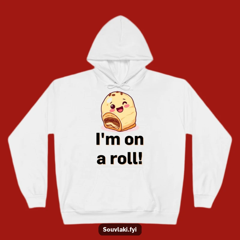 Funny Baklava Roll Hoodie: Cozy Nutty Treat Rolls Downhill, Warm Funny Gift