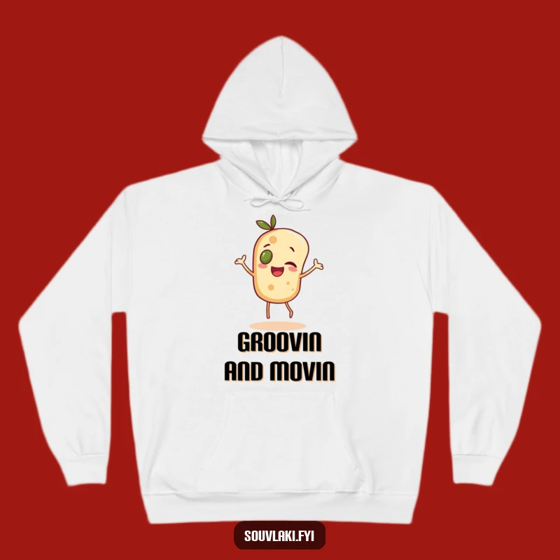Funny Pita Dance Hoodie: Cozy Cheerful Olive-Eyed Bread Character Gift