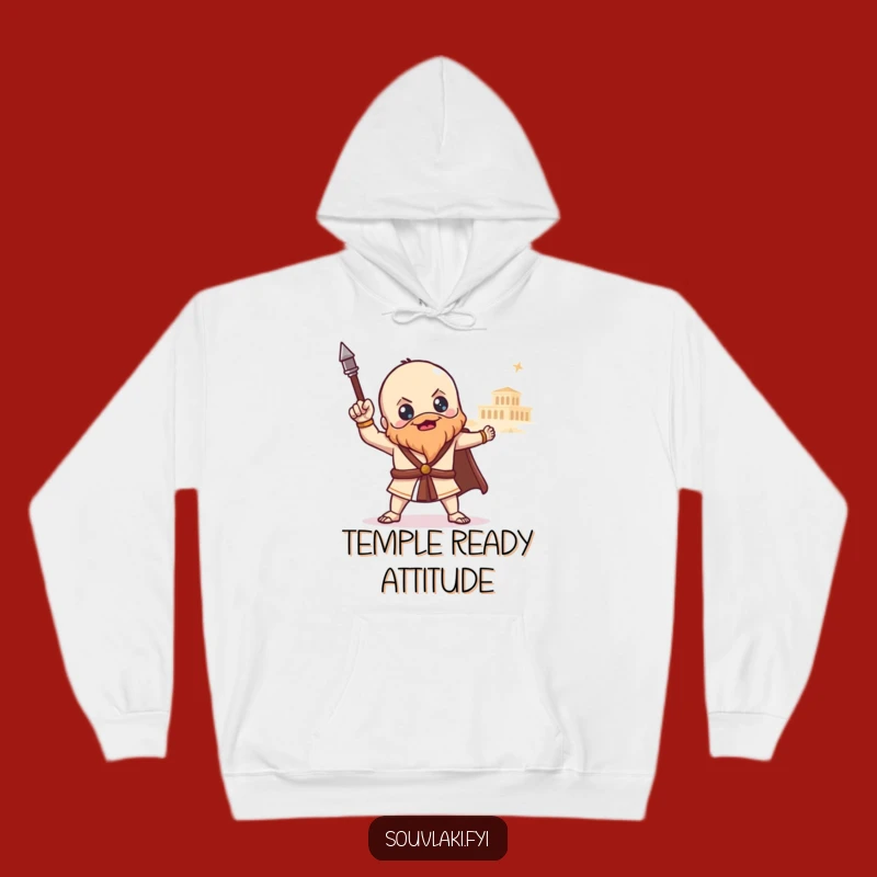Funny Souvlaki Temple Hoodie - Cozy Heroic Greek Food Apparel, Unique Gift
