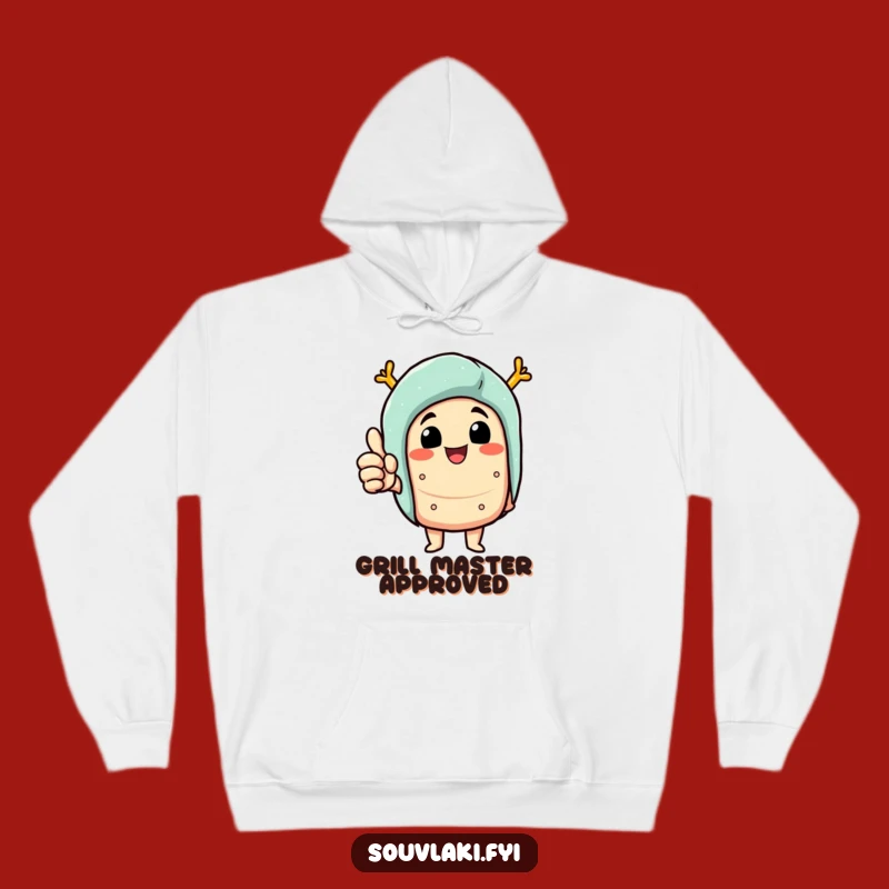 Funny Souvlaki Thumbs Up Hoodie: Delighted Character - Cozy Humorous Gift