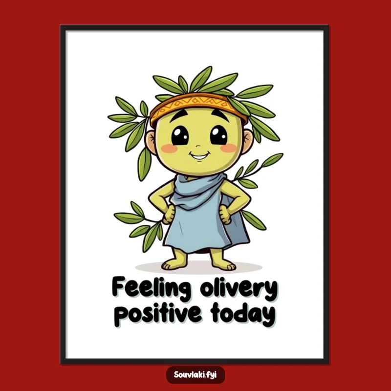Free Printable Wall Art: Humorous Greek Olive Pose, Funny Downloadable Art