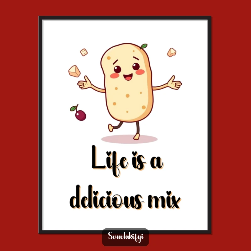 Free Printable Funny Pita Bread Wall Art: Juggling Decor Downloadable