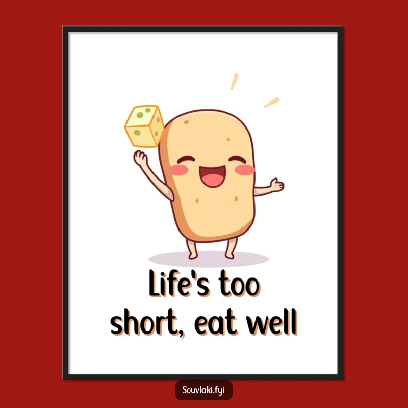 Free Printable Souvlaki Wall Art: Funny Food character downloadable gift