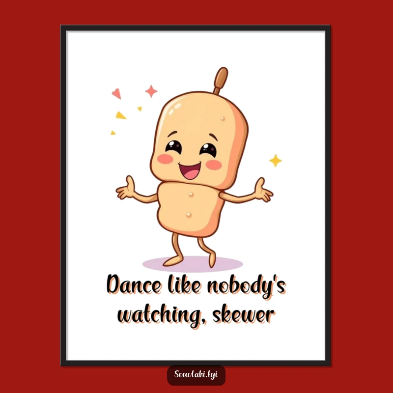 Free Printable Wall Art: Dancing Souvlaki Skewer Humorous Downloadable Decor