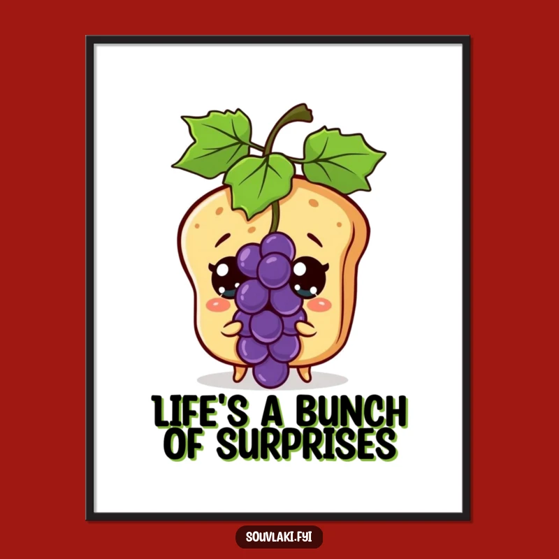 Free Printable Wall Art: Surprised Pita Bread Grape, Funny Quirky Downloadable Decor