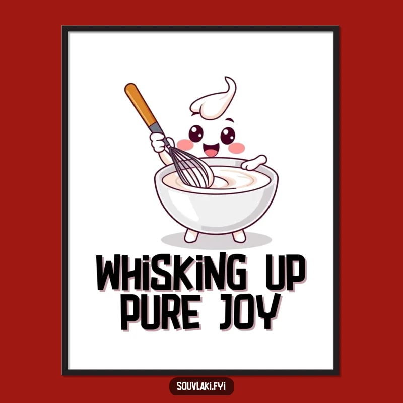 Free Printable Wall Art: Whisk Stirring Tzatziki, Funny Quirky Downloadable Decor