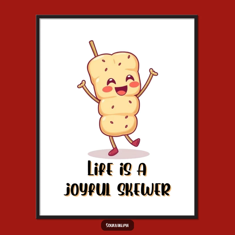 Funny Free Printable Wall Art: Dancing Souvlaki Character, Joyful Downloadable Decor