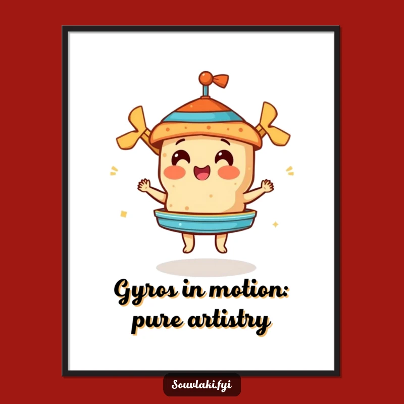 Funny Free Printable Wall Art - Souvlaki Gyro Spinner - Quirky Downloadable Decor