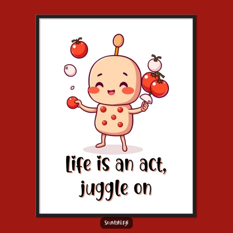 Juggling Foodie Souvlaki Free Printable Wall Art - Funny Downloadable Decor