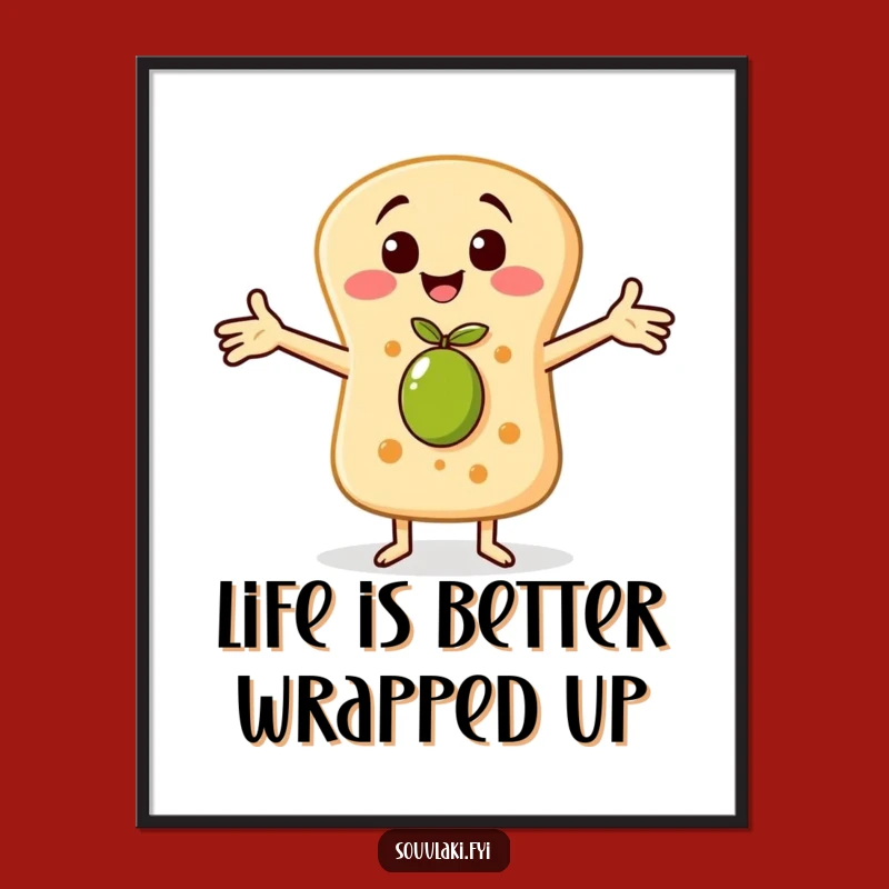 Funny Free Printable Wall Art: Pita Embracing Olive, Whimsical Downloadable Decor