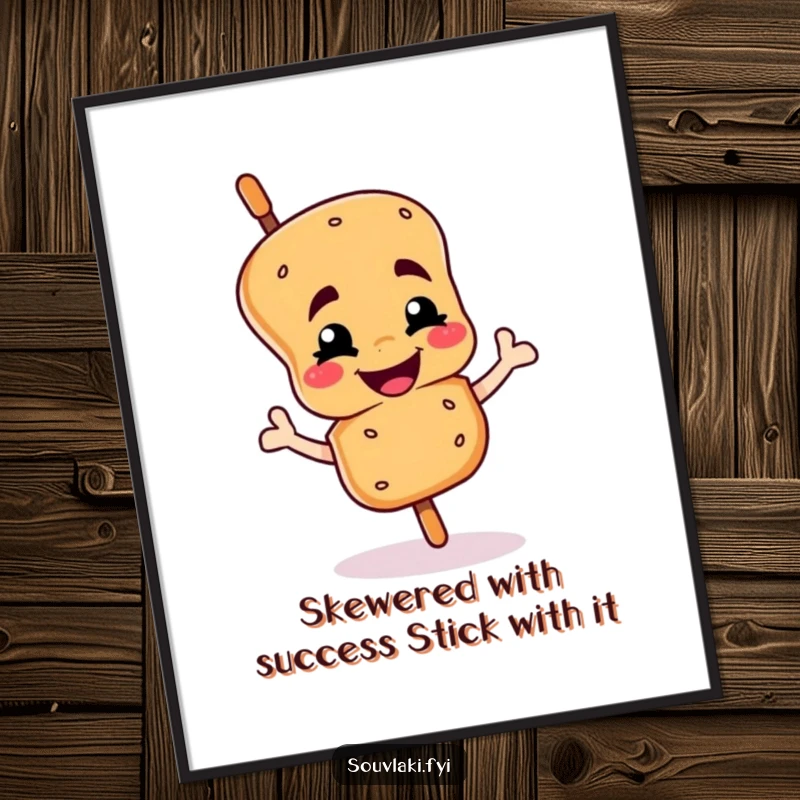 Funny Free Printable Wall Art: Winking Souvlaki Skewer Character Proudly Showing Off a Cheeky Wink