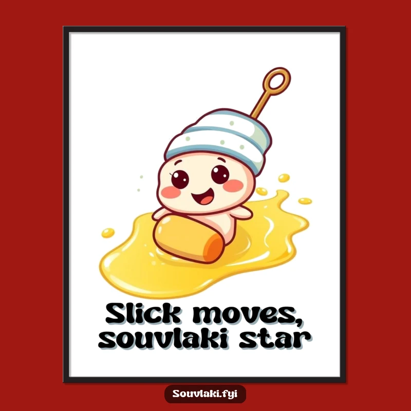 Funny Printable Wall Art: Souvlaki Skewer on Olive Oil, Free Downloadable Decor