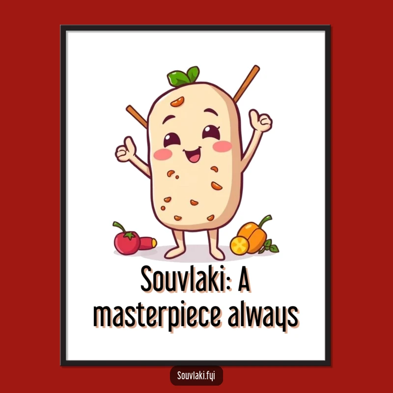Funny Free Printable Wall Art: Proud Souvlaki Character, Humorous Food Art