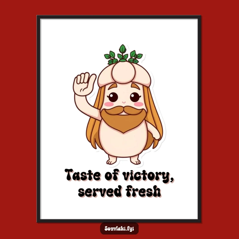 Funny Free Printable Wall Art - Saluting Souvlaki Hero - Quirky Downloadable Decor