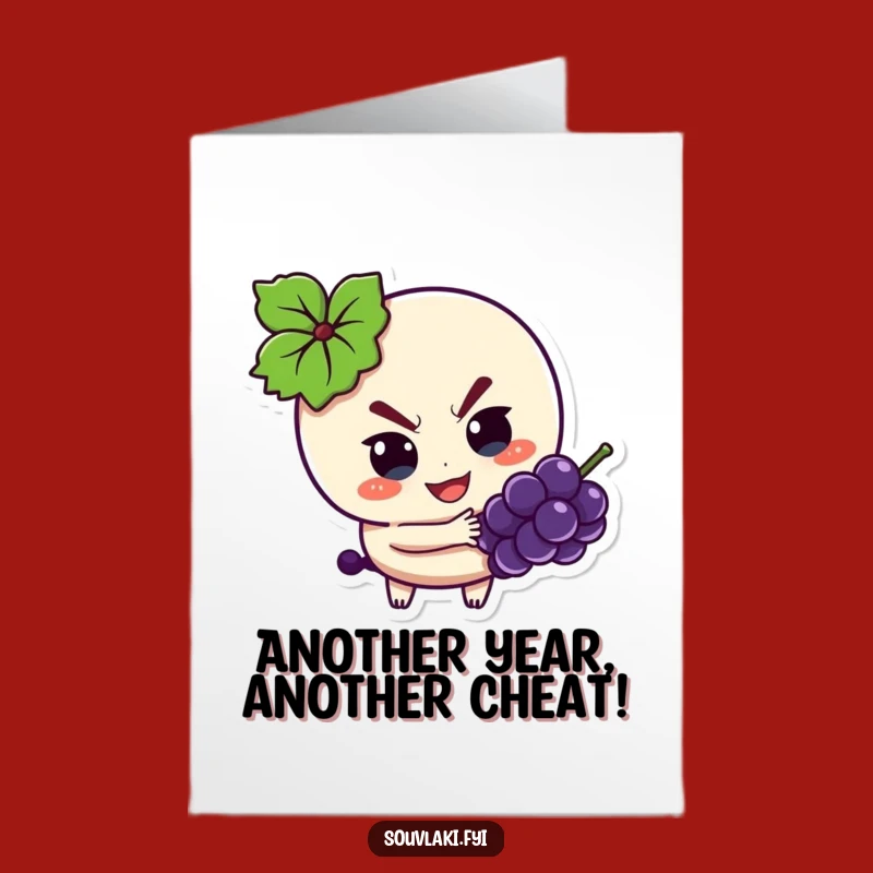 Free Printable Birthday Card: Sneaky Souvlaki Grape Funny Downloadable Gift