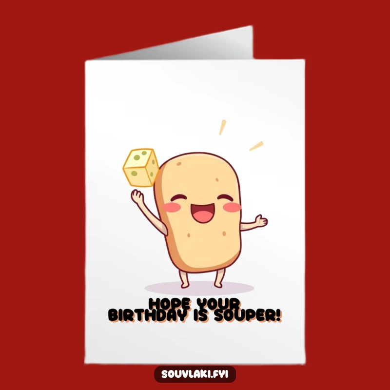 Free Printable Souvlaki Birthday Card: Funny Food character downloadable gift