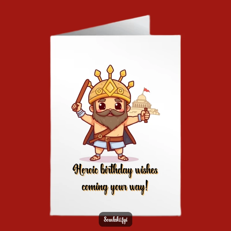 Free Printable Birthday Card: Heroic Souvlaki Temple Pose for a Funny Downloadable Gift