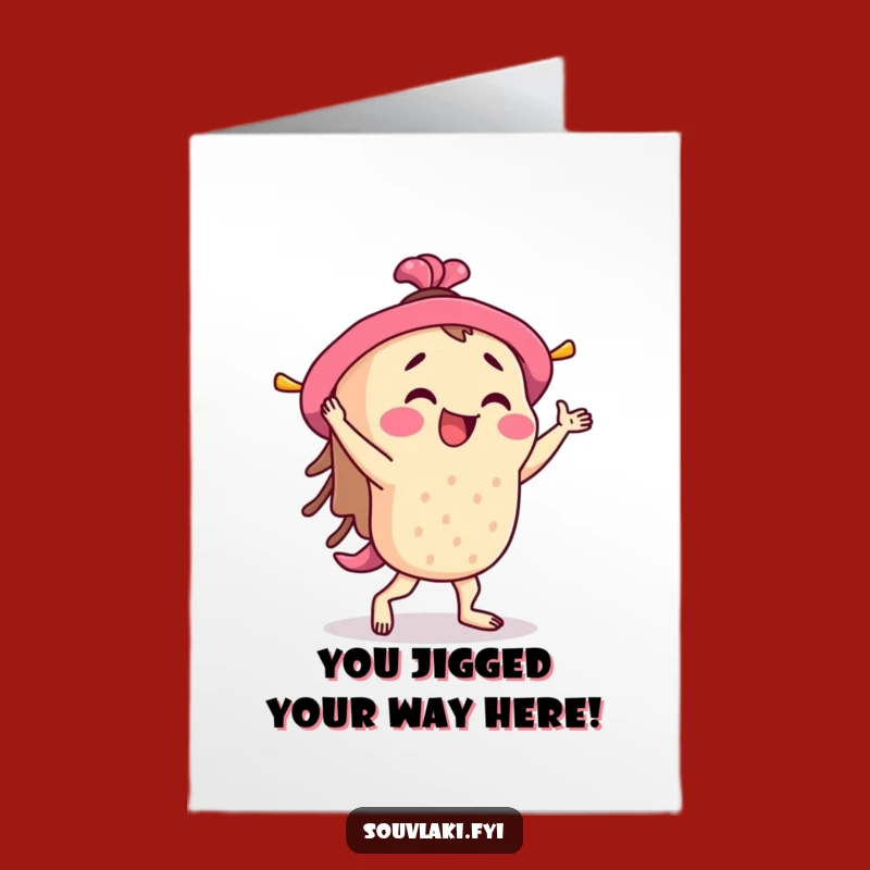 Free Printable Congrats Card: Souvlaki Jigging with Excitement Downloadable Fun