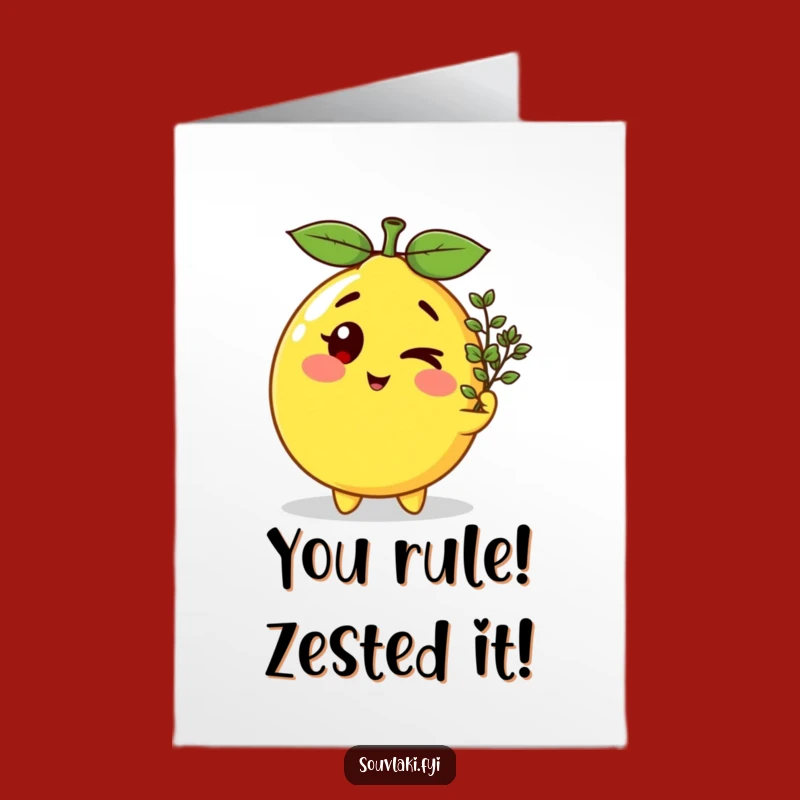 Free Printable Congrats Card: Winking Lemon Oregano, Humorous Downloadable Gift