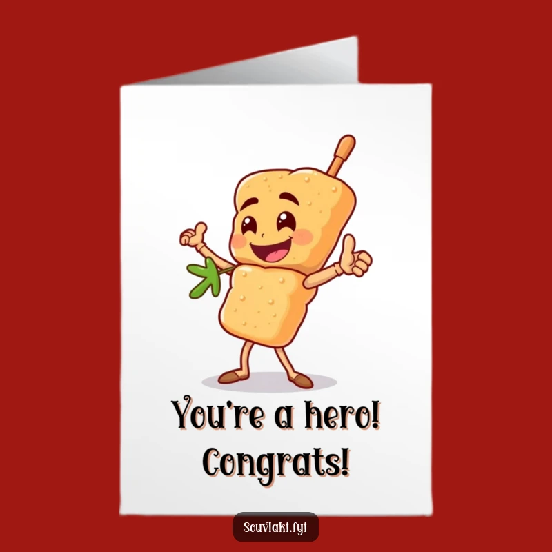 Free Printable Congrats Card: Heroic Souvlaki Skewer, Humorous Downloadable Gift