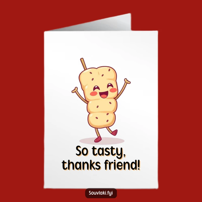 Free Printable Thank You Card: Dancing Souvlaki Character, Downloadable Gift of Thanks
