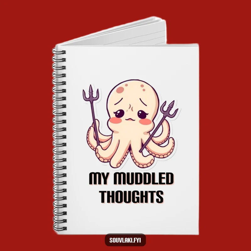 Funny Octopus Trident Notebook - Confused Ideas Character, Excellent Funny Gift!