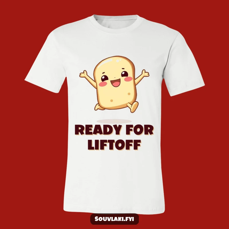 Funny Pita Bread T-Shirt: Smiling Character Joyful Leap, Hilarious Gift!