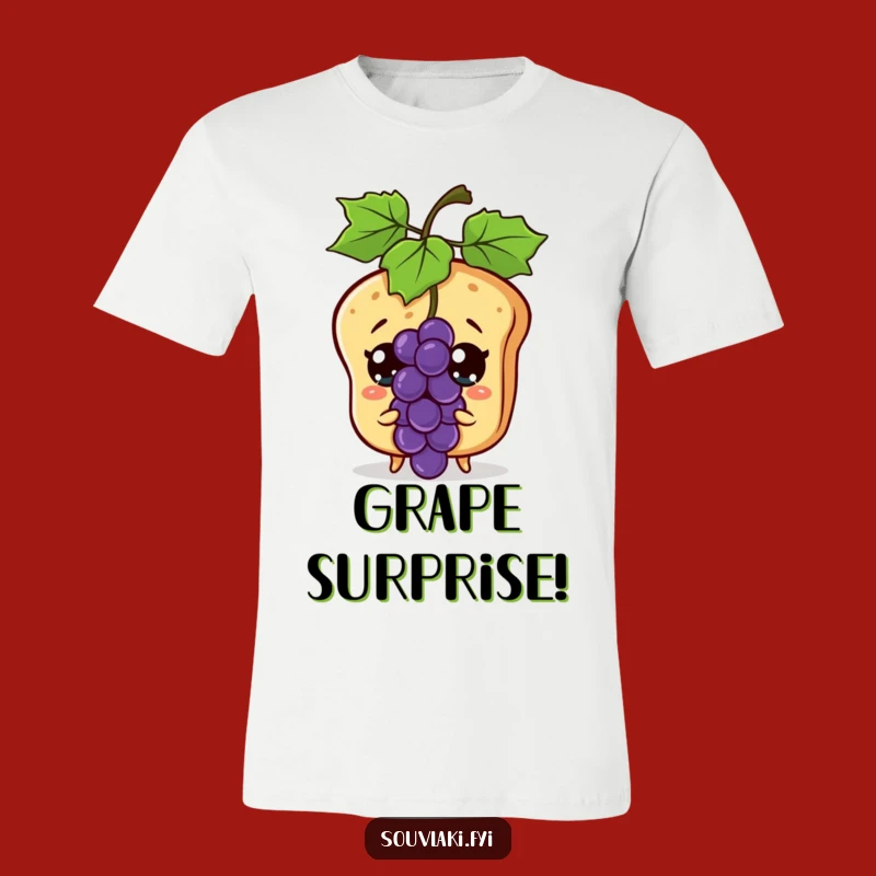 Funny Pita Bread T-Shirt - Surprised by a Grape, Hilarious Foodie Tee
