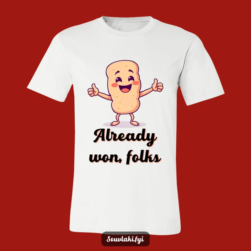 Funny Souvlaki Skewer Victory Tee - Triumphant Pose T-Shirt, Perfect Funny Gift